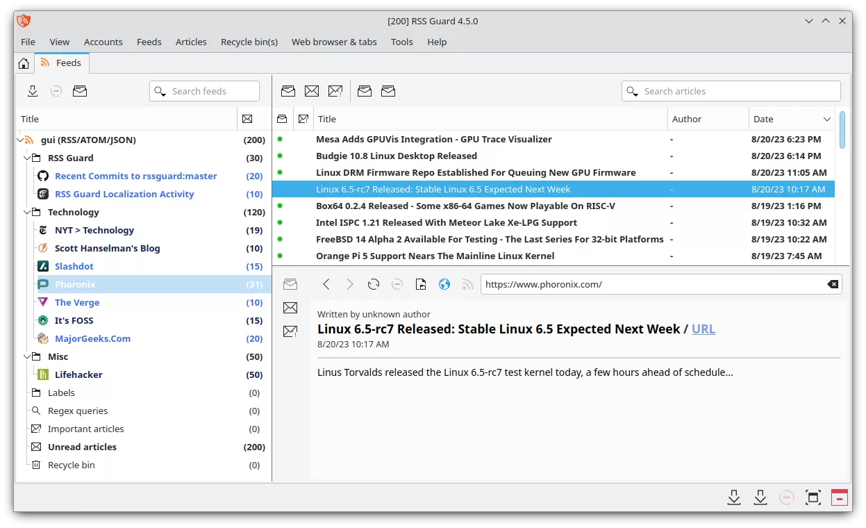 RSS Guard(RSS阅读器) v4.8.5 绿色版