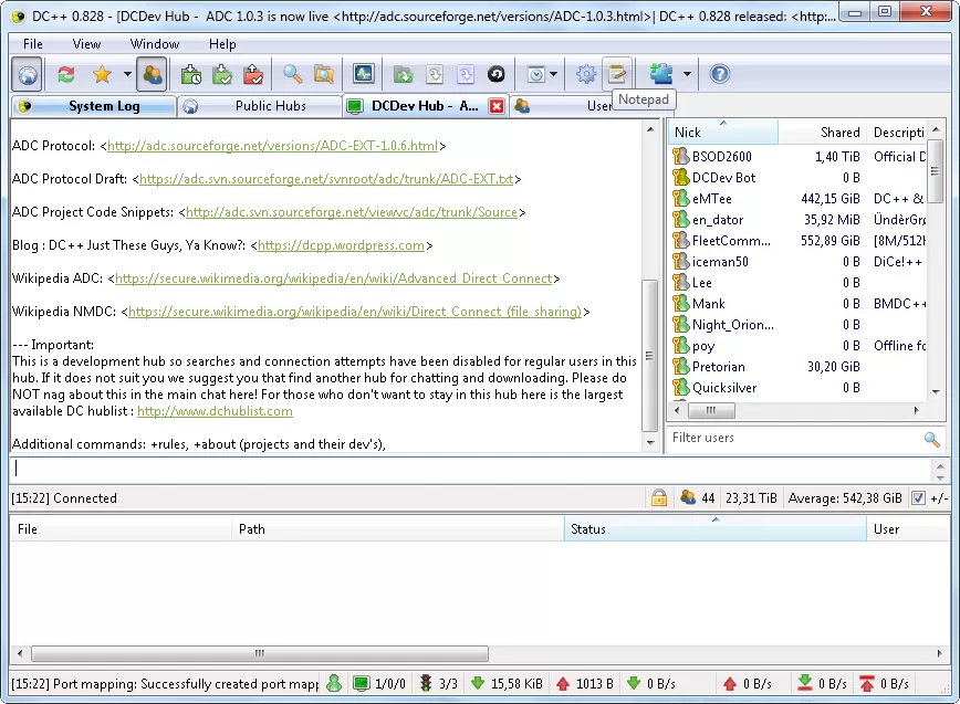 开源P2P软件 DC++ 0.883 Stable 中文免费版