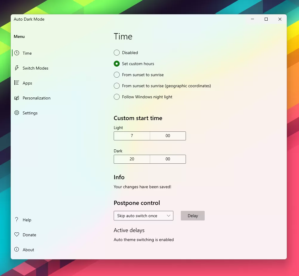 AutoDarkModeX(自动切换深色模式) v10.3.0.90 便携中文版